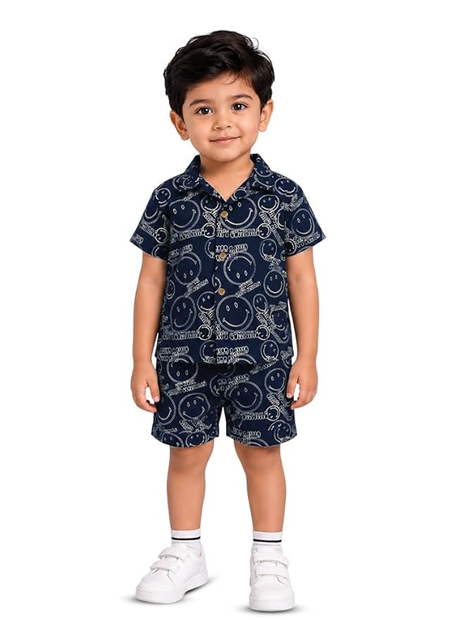 3BROS Baby Boys & Baby Girls Pure Cotton Clothing Set Casual Half Sleeves Shirt with Shorts Set For Boys & Girls