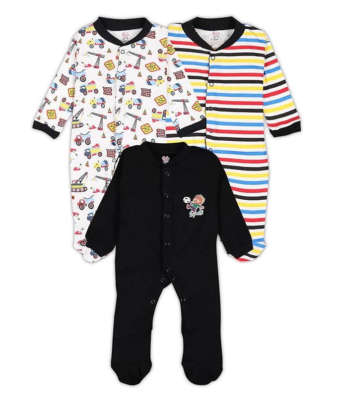 Pooja Baby 100% Cotton Rompers/Sleepsuits/Jumpsuit/Night Suits for Baby Boys & Girls, Infants, New Borns