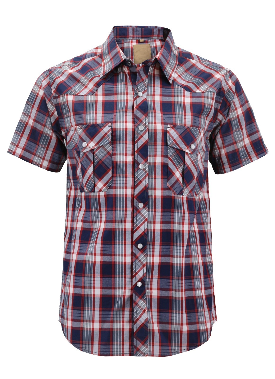 Men's Short Sleeve Button Down Colourful Plaid Work Casual Western Shirt