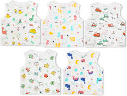 A toddler thing - Organic Cotton Muslin Button Jabla|Assorted Pack Of 5|Stylish & Comfortable Jabala|For Boys & Girls|Sleeveless Regular Fit Vest|Baby Products