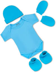 ARVESA Pack of 4 New born Baby Essentials – Cotton Romper, Cap, Booties and Mittens