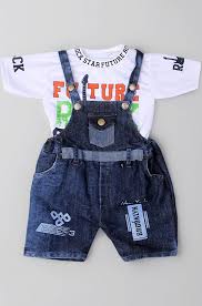 Cutie Kiddies Double Pocket Baby Dungaree Trendy Denim Dungaree with Cotton T-Shirt for