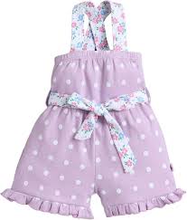 BUMZEE Baby Girls Cotton Sleeveless Above Knee Jumpsuit With Belt