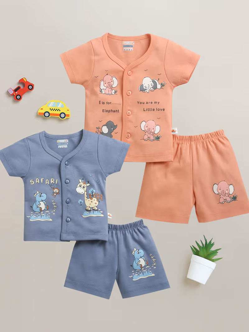 BUMZEE Baby Boys Cotton Half Sleeves Jabla & Short Set