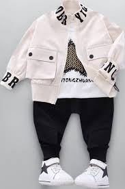 Hopscotch Baby Boys Cotton Printed T-shirt, Jacket and Jogger Set