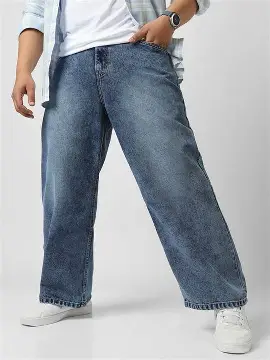 Urbano Plus Men's Loose Baggy Fit Washed Jeans Non-Stretchable