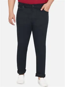 JOHN PRIDE Plus Size Men's Stretchable Mid-Rise Comfort Fit Clean Look Black Cotton Jeans for Men
