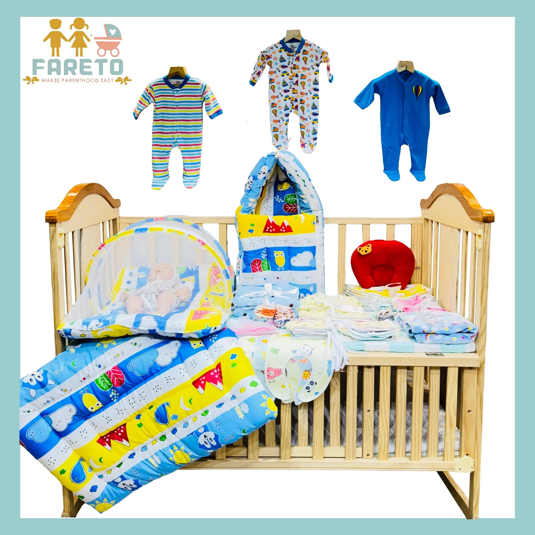 Fareto Baby's Cotton Clothing Combo Pack of 9