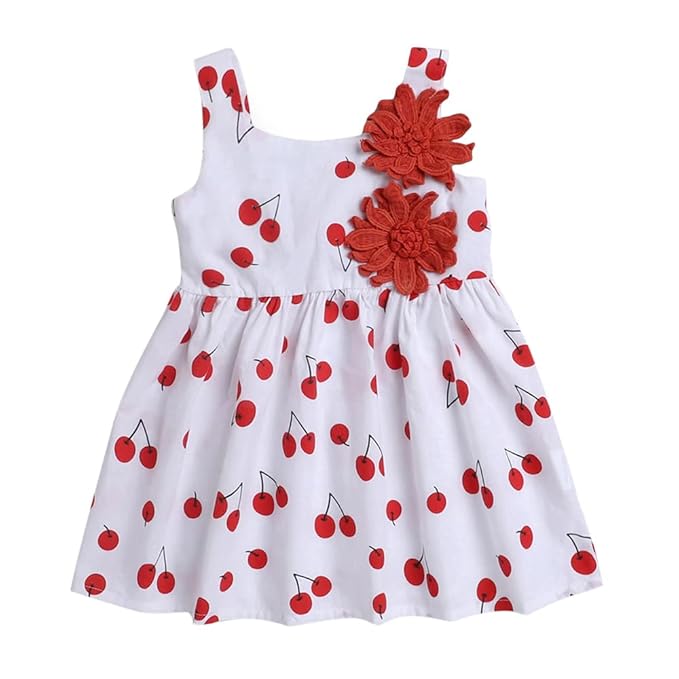 Hopscotch Baby Girls Knee Length Casual Dresses in White Color