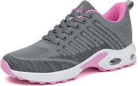 Mishansha Womens Air Cushion Walking Shoes Lightweight Lace Up Sport Running Shoes Breathable Arch Support Tennis Gym Shoes Athletic Grey 7
