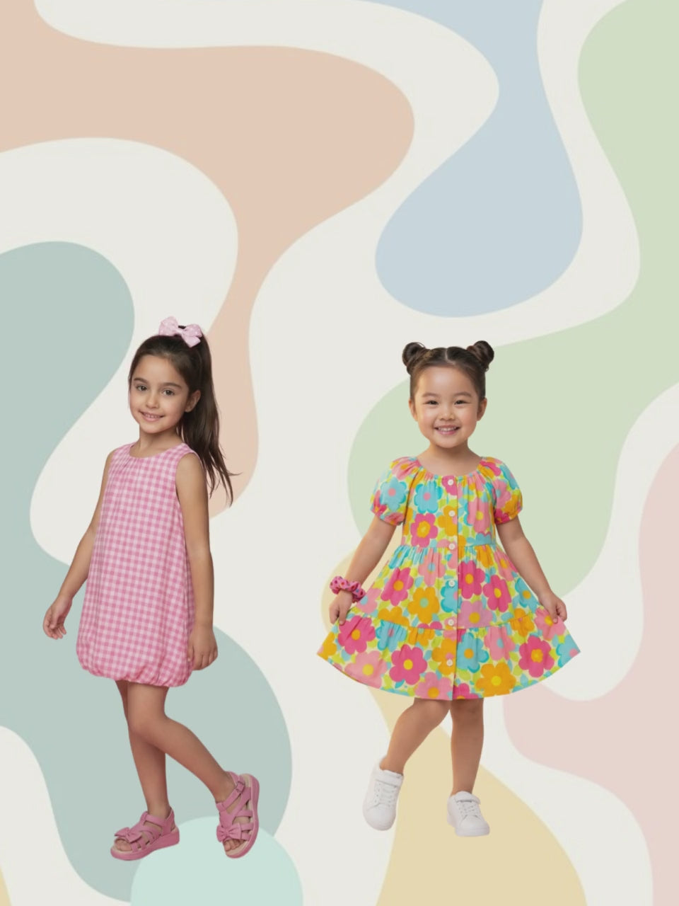 Nautinati Girls A-line Print Strap Sleeve Cotton Dress | Age 0-3Years