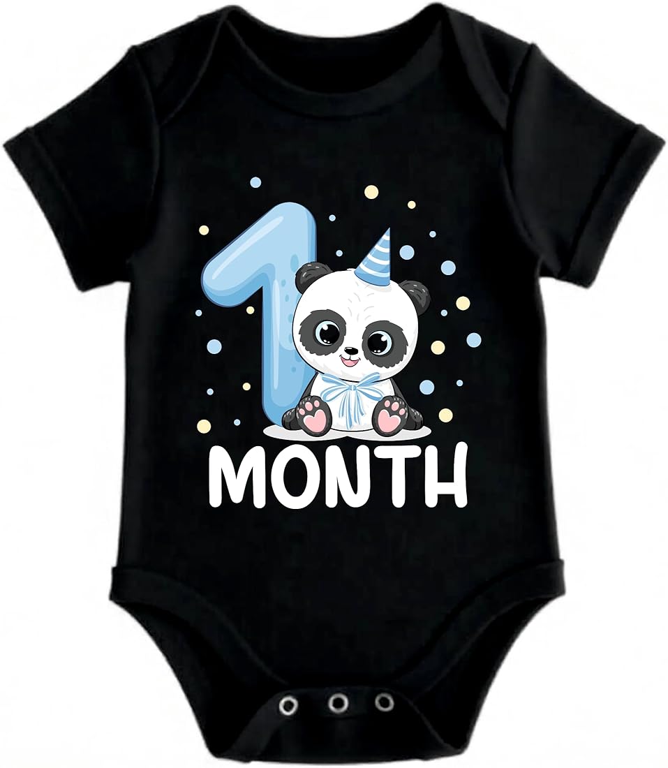 Monthly Milestone Birthday Dress Romper bodysuit Onesie for Baby Boy Girl and Newborn