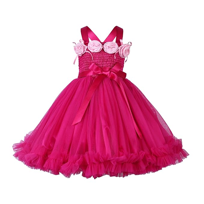 PINK WINGS Girls Party Tutu Dress Gown (Multi-Color)