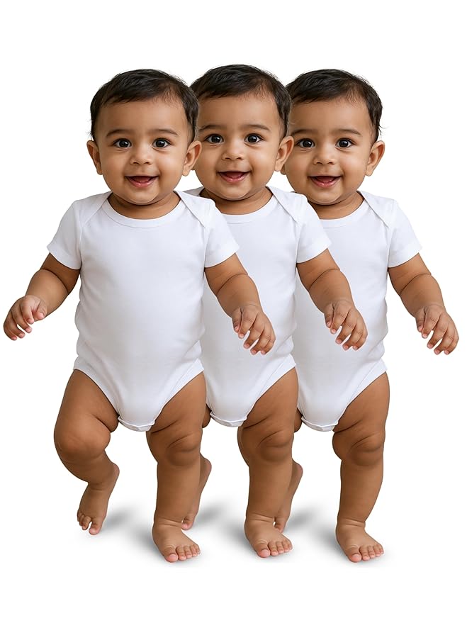 Nuego Pure Cotton Bodysuit for New Born Baby Boys, Full Sleeve Ultra-Soft Onesies for Newborn Baby Dress Cotton Cute Printed Multicolor Footed Rompers Sleepsuits New Born (0-24 Months)