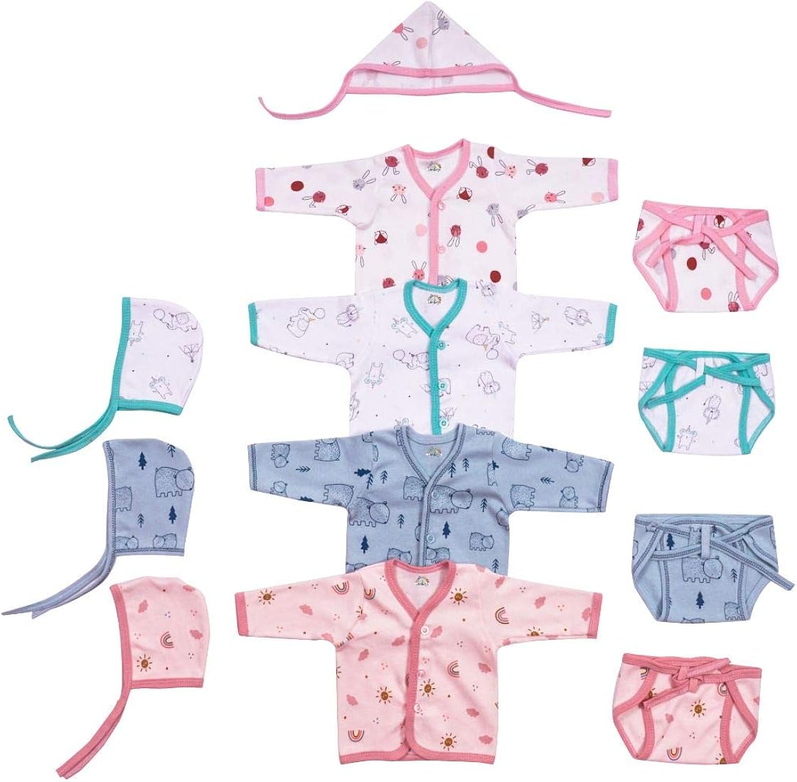 CUTE LANDINGS New Born Baby Soft Pure Cotton Sleeve Vest/Jhablas and Langot/Nappy Set/Clothes/Infant wear