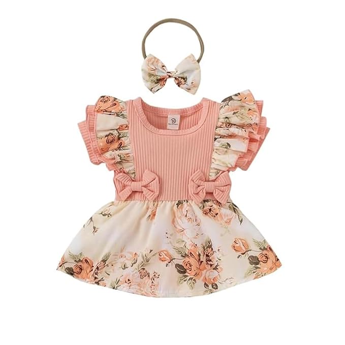Niren Enterprise Barbet Sequence Embroidered Net Flaired Sleeve Less Baby Knee Length Girl's Frock