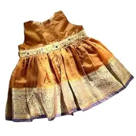 Picksparrow Newborn Baby Girl Silk Frock/Diwali Dress/Ethnicwear/Festive Indianwear(Silk -Cotton Brocade)