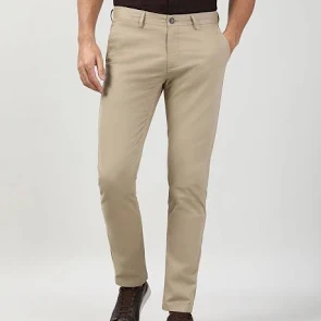 Peter England Men's Slim Fit Mid Rise Super Stretchable Everyday Casual Trouser | Scoop Pocket Premium Twill Chinos | Flat Front