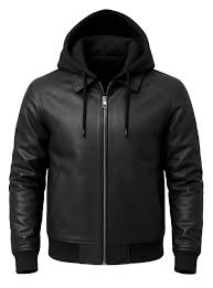 Blaq Ash Men's Black Faux Leather Jacket with Zipper, Multiple Pockets, and Removable Hood Design