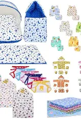 Infantbond 56 in 1 Baby Products All New Born Combo | Gift Set | Baby Essentials | Hospital Kit | Baby Clothes | Maternity Essentials | Infant Essentials | Baby Shower | Complete Daily Items Combo(0-6 Months) (Star) (Yellow for Baby Boy & Baby Girl)