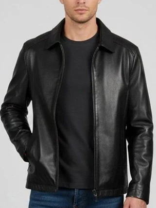 Leather Retail Men's Black Solid Jacket