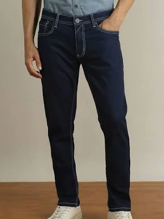 Peter England Men's Premium Skinny Fit Stretchable Mid Rise Jeans Navy, 36