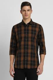 Peter England Men's Checkered Cotton Shirt | Smart Casual | Full Sleeves