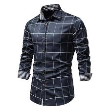 CEEN Men's Plaid Shirt, Casual, Flannel Shirt, Long Sleeve, Regular Fit, Button Down, With Pockets, Cotton, Spring and Autumn Clothes, Plus Size