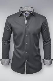 Alimens & Gentle Men's Dress Shirts Long Sleeve Stretch Wrinkle-Free Business Casual Collar Contrast Button Down Shirt