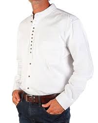 The Celtic Ranch Traditional Irish Grandfather, Men's Casual Long Sleeve Banded Collar Button Down Collarless Dress Shirt
