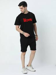 Vogaan Men's Cotton Short Sleeve Tracksuit Summer T Shirt & Shorts Set with 2 Pockets || Casual Co-ord Sets