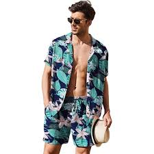 Classic Cuts Men's Printed Lycra Co-Ord Set | Shirt and Shorts Night Suit | Summer Lounge Wear | Beach Outfit | Night Dress | Pyjama Set | Half Sleeves