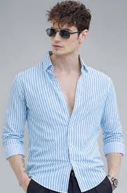 U TURN Men's Casual Printed Striped Stylish Latest Formal Shirt for Men