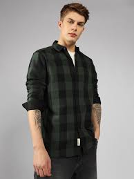 Dennis Lingo Men's Checkered Slim Fit Cotton Casual Shirt
