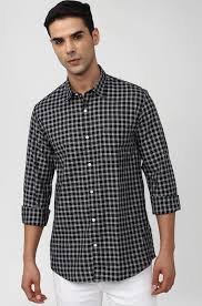 Peter England Men's Slim Fit Full Sleeve Checkered Casual Shirt | 100% Cotton | Premium Twill Weave