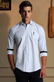 Peter England Men Cotton Striped Slim Fit Shirt