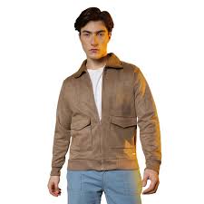 Campus Sutra Men's Zip-Front Jacket With Fleece Collar For Casual Wear | Spread Collar | Long Sleeve | Zipper Closure | Jacket Crafted With Comfort Fit For Everyday Wear