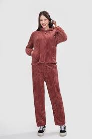 Women Winter Night Suit, Sweatshirt with Lower, Warm Sleepwear Set