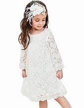 APRIL GIRL Flower Girl Dress, Lace Dress 3/4 Sleeve Dress