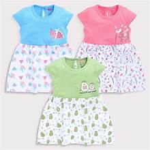 LuvLap Baby Girls Pack Of 3 Half Sleeve Frock 100% Cotton, XL (12 to 18 Months)