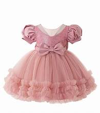 Niren Enterprise Rollar Frock net Embroidery Work Ruffle Patterned Flared Short Sleeve Girl Frock, Pack of 1