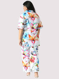 GUNIAA DreamLuxe Multi-Color Digital Printed Cotton Co-ord Nightwear Set for Women | Regular & Plus Size | Half Sleeves | Convertible Collar | Tailored Fit