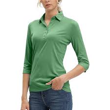 Women's Soft 3/4 Sleeve V Neck Golf Shirt Long Mositure Wicking Performance Sports Polo T Shirt Tops for Women, 12141# Blue, X-Large
