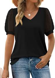 Aokosor Women's Casual Short Sleeve Round Neck Loose Tunic T Shirt Blouse Tops with Pocket