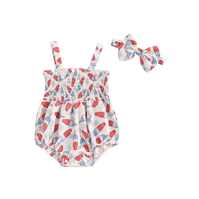 Printed Clothing Set for Baby Girls, Sleeveless Cream