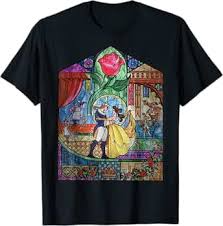 Fifth Sun Beauty and The Beast Women's Stained Glass Scoop Neck T-Shirt