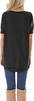 JomeDesign Summer Tops for Womens V Neck Short Sleeve T Shirts Loose Fit Side Split Tunic