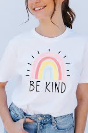 Be Kind Rainbow Shirts for Women Short Sleeve Letter Printed Inspirational Tee Shirts