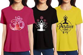 Pooplu Women's Regular Fit Yoga Combo Cotton Graphic Printed Round Neck Half Sleeves Pack of 7 Multicolour Yoga T Shirt.Yoga, Exercise, Gym, Fitness Pootlu Tshirts