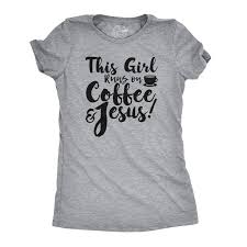 Crazy Dog T-Shirts Womens Coffee and Jesus Tshirt Cute Religious Easter Holiday Tee for Ladies